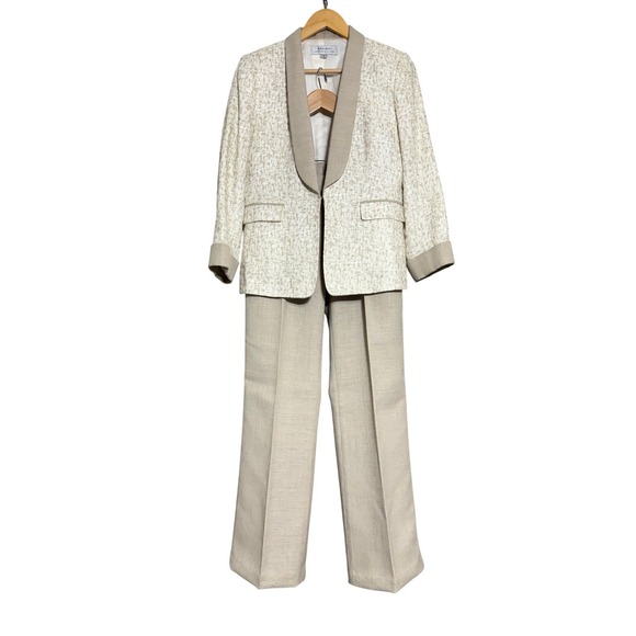 Tahari Arthur S Levine Jackets & Blazers - TAHARI Arthur S Levine Women Pant Suit Jacket 6 Cream Beige Hemp Linen Textured